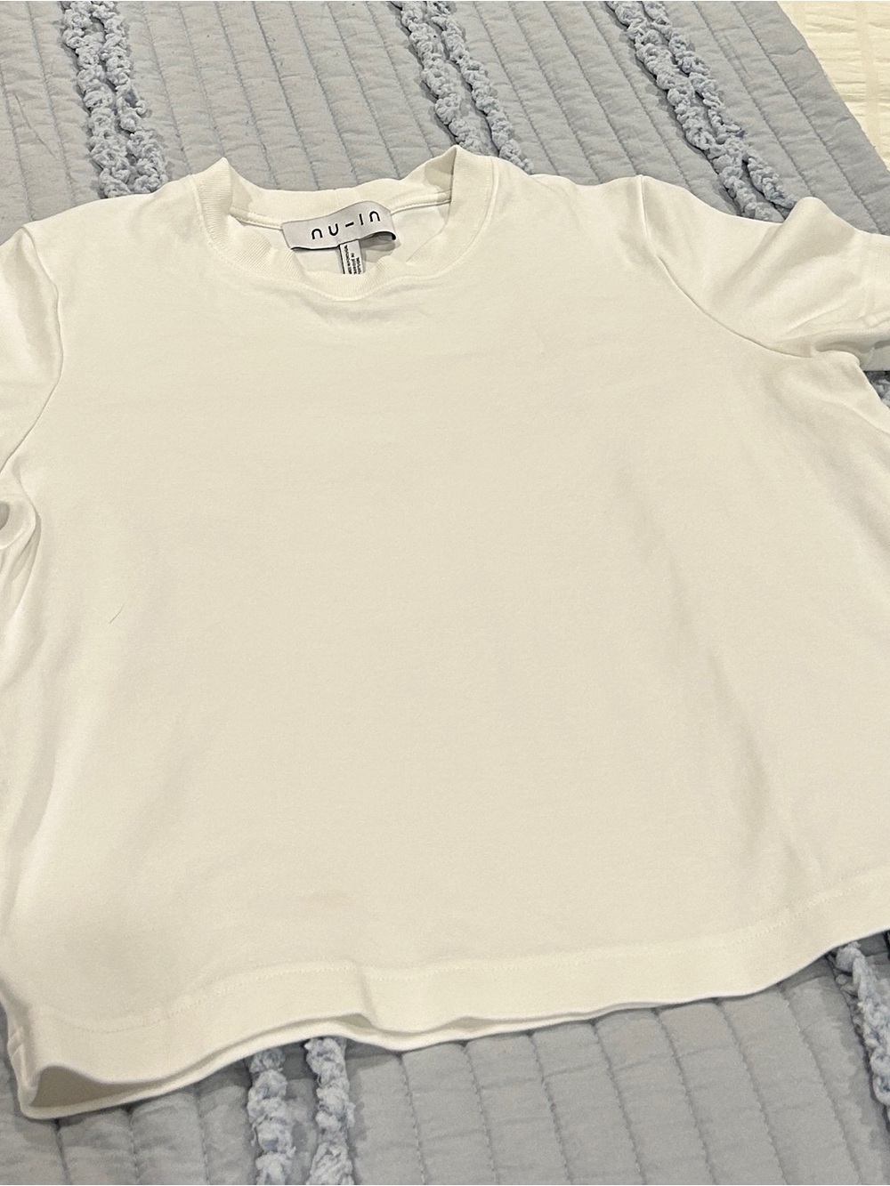 White Short Sleeve Crewneck Cropped Tee